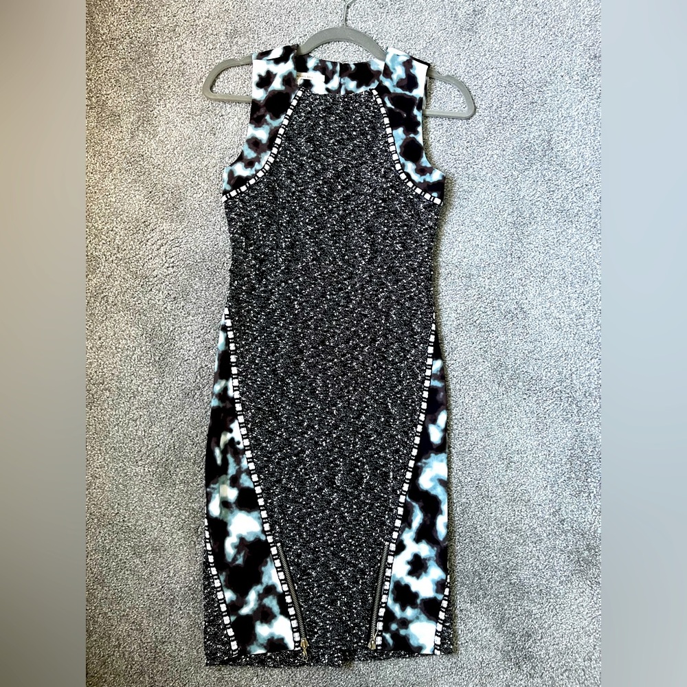 Gorgeous tweed and tie dye print dress